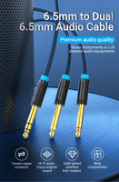 Vention TRS 6.5mm Male to 2*6.5mm Male Audio Cable - 1m 2m 3m 5m