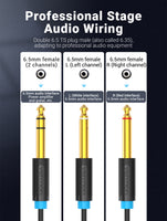 Vention TRS 6.5mm Male to 2*6.5mm Male Audio Cable - 1m 2m 3m 5m