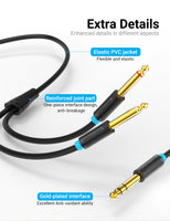 Vention TRS 6.5mm Male to 2*6.5mm Male Audio Cable - 1m 2m 3m 5m