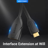 Vention 1m Mini HDMI to HDMI Extension Cable for Cameras, TVs etc - 4K Compatible