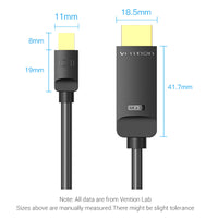 VENTION 1.5M 3M Mini DP to HDMI Cable 4K@30Hz Compatible with PC Macbook HDTV Projector Monitor etc