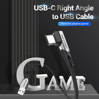 Vention Premium USB C Right Angle 90 Degree to USB A Cable -  0.25M/0.5M/1M/1.5M/2M/3M