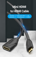 Vention 1m Mini HDMI to HDMI Extension Cable for Cameras, TVs etc - 4K Compatible