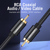 Vention RCA Cable, 1M 1.5M 2M RCA to RCA Coaxial Cable supports Dolby DTS Surround Sound