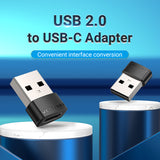 Vention USB 2.0 Male to USB-C Female Adapter Black