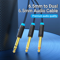 Vention TRS 6.5mm Male to 2*6.5mm Male Audio Cable - 1m 2m 3m 5m