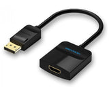 Vention Display Port DP to HDMI Converter 0.15M in Black - Gold Plated