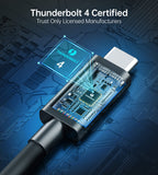 Choetech Thunderbolt 4 Cable 0.8m/2.6ft 40Gbps 8K@30Hz 5K@60Hz Or Dual 4K Video