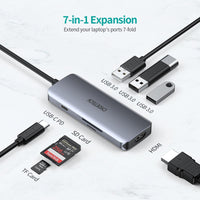 USB C Hub, CHOETECH 7 in 1 USB C Adapter 4K HDMI,100W PD, 3 USB 3.0 Port, SD/Micro SD Reader for MacBook Pro/Air/iPad Pro/Chromebook etc