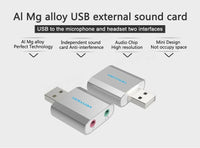 Vention USB External Sound Card with 3.5mm Female Headphone and Microphone ports