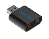 Vention USB External Sound Card with 3.5mm Audio and Headphone Jack - Black