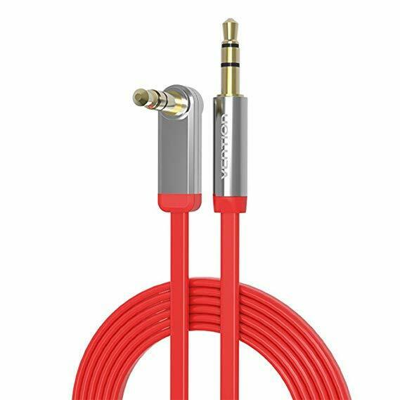 Premium 0.75m 1m 1.5m Flat 3.5mm Male 90° to 3.5mm Male Aux Stereo Cable Red