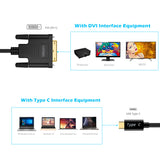 USB Type C to DVI Cable 6ft/1.8M Compatible with Macbook Pro/Air iPad Pro, iMac etc