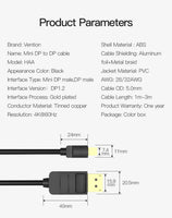 VENTION Mini DP to DP Adapter Cable 4K@60Hz Mini DisplayPort to DisplayPort Converter Male to Male Gold-Plated Cord for MacBook Thunderbolt Projector