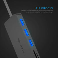 LENTION USB C Hub with 3 USB 3.0 and SD/Micro SD Card Reader for Macbook PC etc