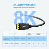 Choetech 2M DisplayPort Cable DP 1.4 Cable 8K 4K Display Port Adapter For TV LCD