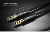 Fabric Braided 3.5mm Male to Male Audio Cable 3M Black Metal Casing - Industry Grade