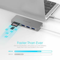 LENTION USB C Hub with 3 USB 3.0 and SD/Micro SD Card Reader for Macbook PC etc