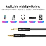 2.5mm Male to 3.5mm Male Record Car AUX Audio Cord Headphone Connect Cable