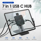 iPad Pro USB C Hub Stand 4K HDMI, PD Charging, SD/Micro SD Card Reader, USB 3.0 & 3.5mm Headphone Jack for Samsung Galaxy Tab S4,S5e, S6, Huawei M5/M6