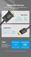 Vention 1.5M/3M/5M Displayport to VGA Cable DP to VGA Converter Male to Male