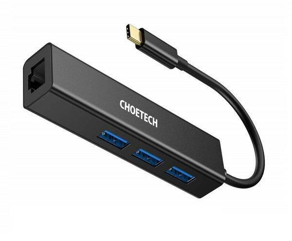 Choetech USB C to 3 x USB 3.0 & Gigabit Ethernet Hub works with MacBook Pro/iPad Pro 2018