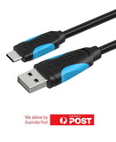 USB 2.0 A Male to USB-C Male Cable 0.25M 0.5M 1M 2M Black