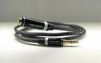 Audio Extension Cable 3.5mm Nylon Braided Black - 5M - Industry Grade