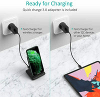 CHOETECH 15W/10W/7.5W Wireless Charger with QC 3.0 Adapter for iPhone and Samsung phones