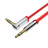 Flat 3.5mm Right Angle Male to Male Aux Stereo Cable - 0.75M 1M 1.5M 2M 3M 5M