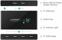 UGREEN USB 2.0 KVM Sharing Switch, 2 Computers 4 Port USB Peripheral Switcher Adapter for PC, Printer, Scanner, Mouse, Keyboard