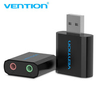 Vention USB External Sound Card with 3.5mm Audio and Headphone Jack - Black