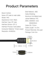 Premium DP Display Port Male to Male Cable 2M for Monitor TV Projectors