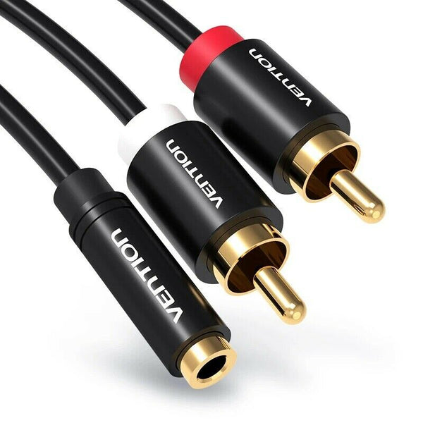 Vention 1M/2M 3.5mm Female to 2RCA Male Audio Cable For Amplifier Speaker Mixer