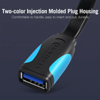 Vention Flat USB 3.0 Extension Cable 0.5M/1.5M/2M/3M - Industry Grade