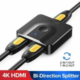 Ugreen HDMI Splitter Switch Bi-Direction 4K Switcher 2 x 1/1 x 2 for PS4 Xbox TV