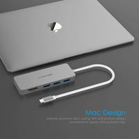 LENTION USB C Hub with 3 USB 3.0 and SD/Micro SD Card Reader for Macbook PC etc