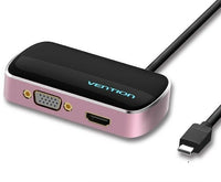 Type-C to HDMI/VGA/USB 3.0 Converter - 0.15M - Black Metal