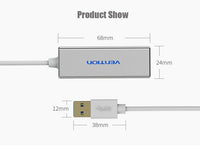 USB 3.0 to Gigabit Ethernet Adapter- Aluminum Body- Gold Plated Connector- 0.15M