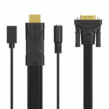 Flat HDMI To VGA Converter Cable + 3.5mm Audio + Power (1080p)- Gold Plated 1.5M