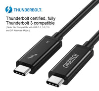 CHOETECH Thunderbolt 3 Certified Cable Active 40Gbps/100W Support 6K XDR Display