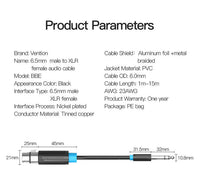 Vention 6.35mm to XLR Female TRS 1/4" Microphone Stereo Jack Cable Lead 1M-15M