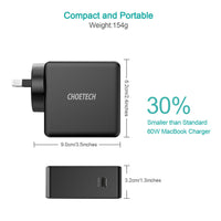 USB C Charger, CHOETECH 60W USB-C PD Wall Charger for MacBook Pro/Air, iPad Pro, Dell XPS, HP Spectre, Huawei Matebook X, Nintendo Switch