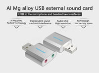 Vention USB External Sound Card- USB to Headphone + Mic