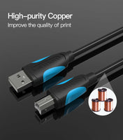 High Quality Printer Cable with Ferrite Cores 1M to 15M for HP Epson Brother etc