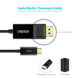 CHOETECH USB C to DisplayPort Cable 1.8m 4K@60Hz(Thunderbolt 3 Compatible)