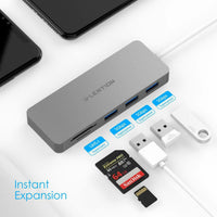 LENTION USB C Hub with 3 USB 3.0 and SD/Micro SD Card Reader for Macbook PC etc