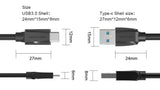 USB 3.0 A Male to USB Type-C Cable 0.5M/1M/1.5M/2M Black