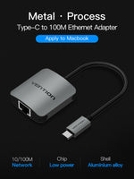 Vention Type-C to 100Mbps Ethernet Adapter 0.1M - Gray Metal Body