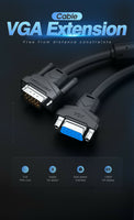 VGA Extension Cable Male to Female 1M 1.5M 2M 5M  Computer Projector Monitor etc